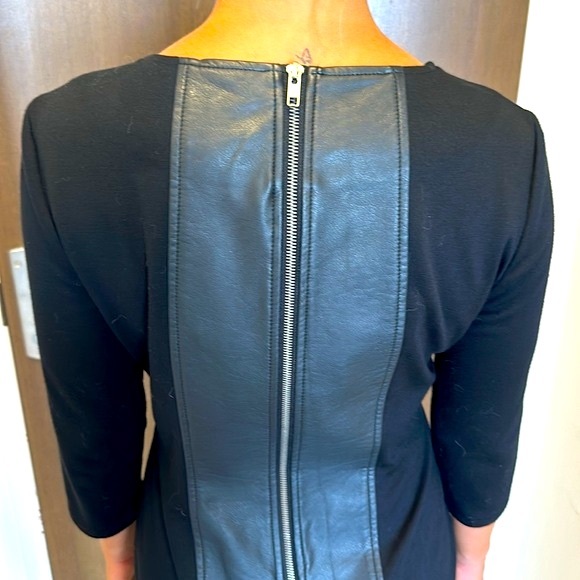 BEIGE by ECI Black Dress with Faux Leather MidLine & Back Zipper - Picture 4 of 8
